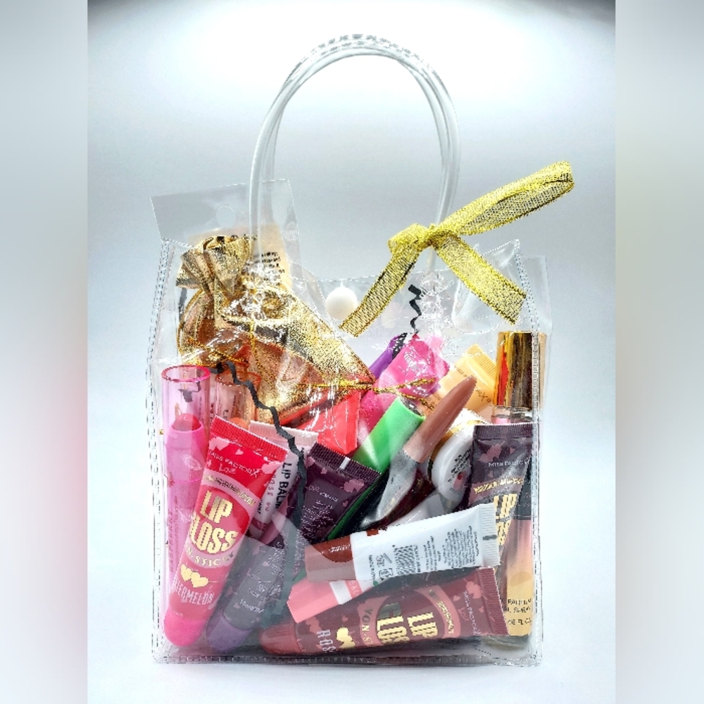 Assorted Lip Gloss Set in Clear Tote